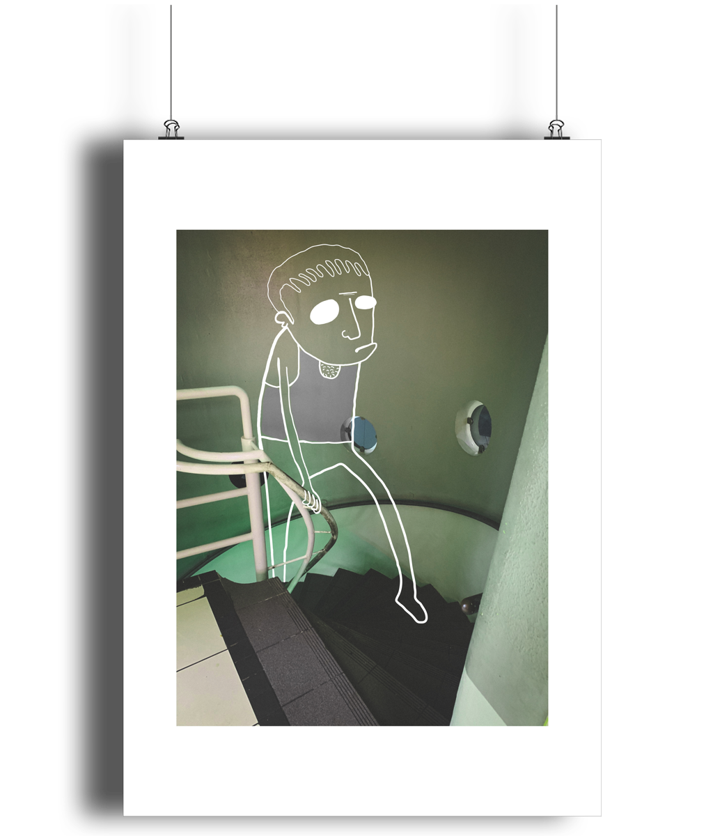 Darling Hes Coming Up The Stairs - Art Print